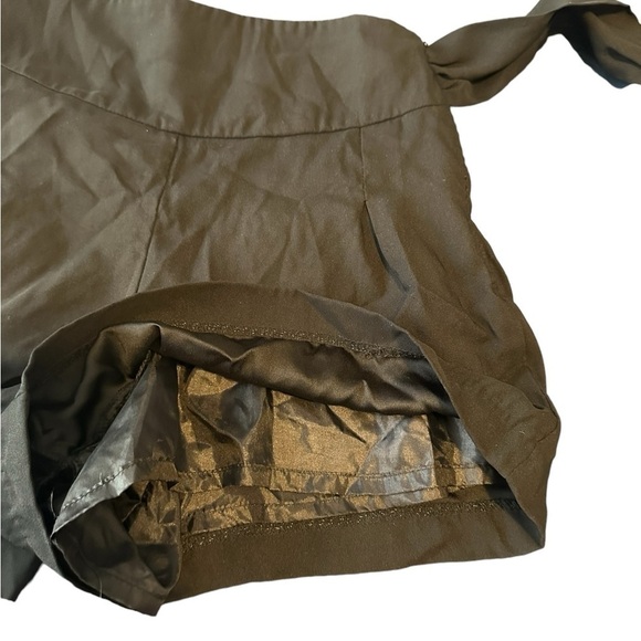 Double Zero tie-waist Flat Front  high Rise Paper Bag Shorts Black Small - Picture 7 of 11